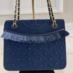 Tory Burch Denim Shoulder Bag With 