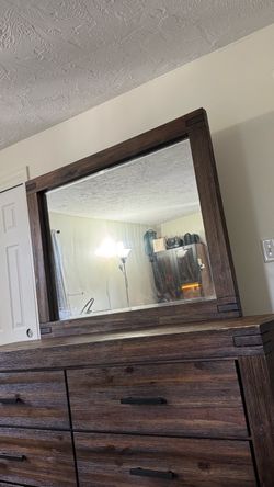 Dark Wood Dresser with Mirror