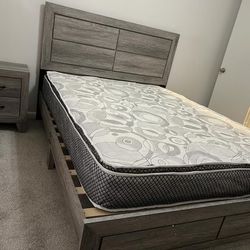 Queen /full Bed With Mattress And night Stand 