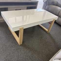 White And Natural Coffee Table 