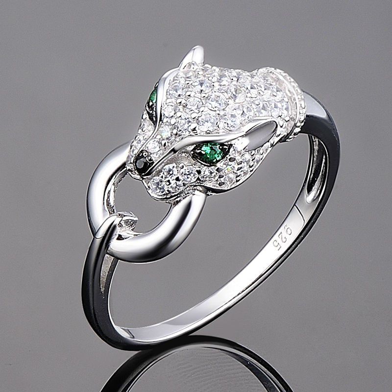 "Green Eye Leopard Head Cool Anillos Fashion Animal Rings for Women, PD082
