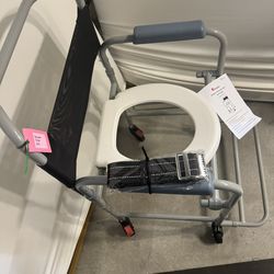 Shower Chair, Rolling On Wheels, Portable Commode. Brand New Assembled  Holds 250 Lbs .