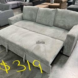 Gray Sofa Bed With Pullout Bed 85x32x33 "