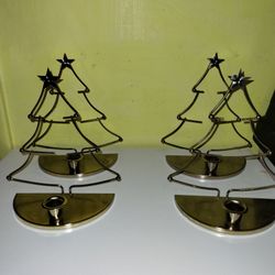 2 Sets Of Christmas Tree Candle Holders