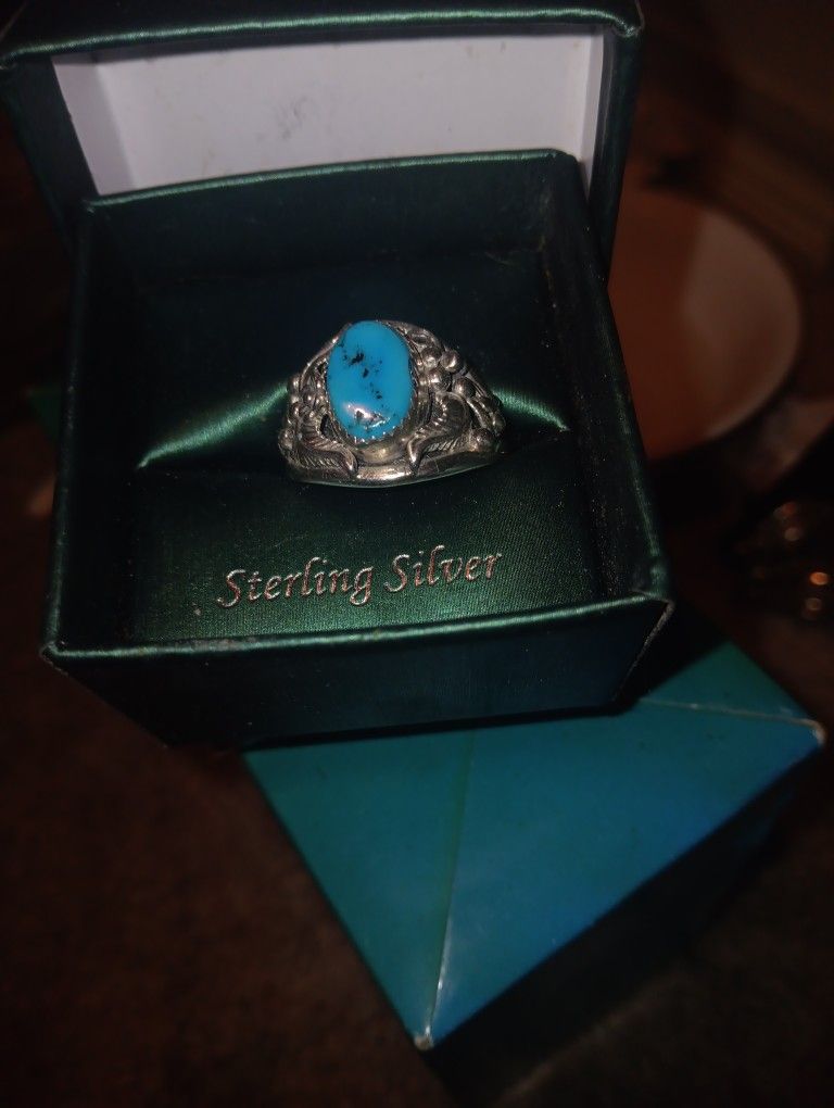 Turquoise,  Sterling Silver, Navajo  Ring