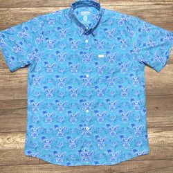Dixxon Flannel Company Tiki Totem Summer BBQ Pool Party Collared Shirt Mens L