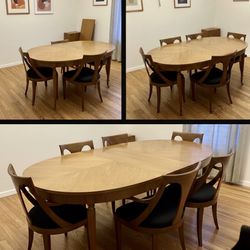RARE MCM Kindel Belvedere Solid Cherry Dining Set - 6 Chairs , 2 Leaves , Table Pad Protectors