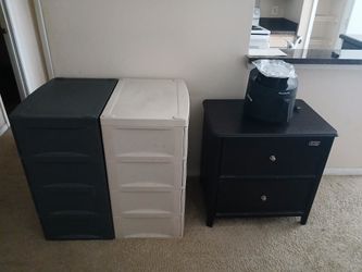 Dresser Set( 2) Single Black Dresser, Air Fryer POWER XL,Plastic Table