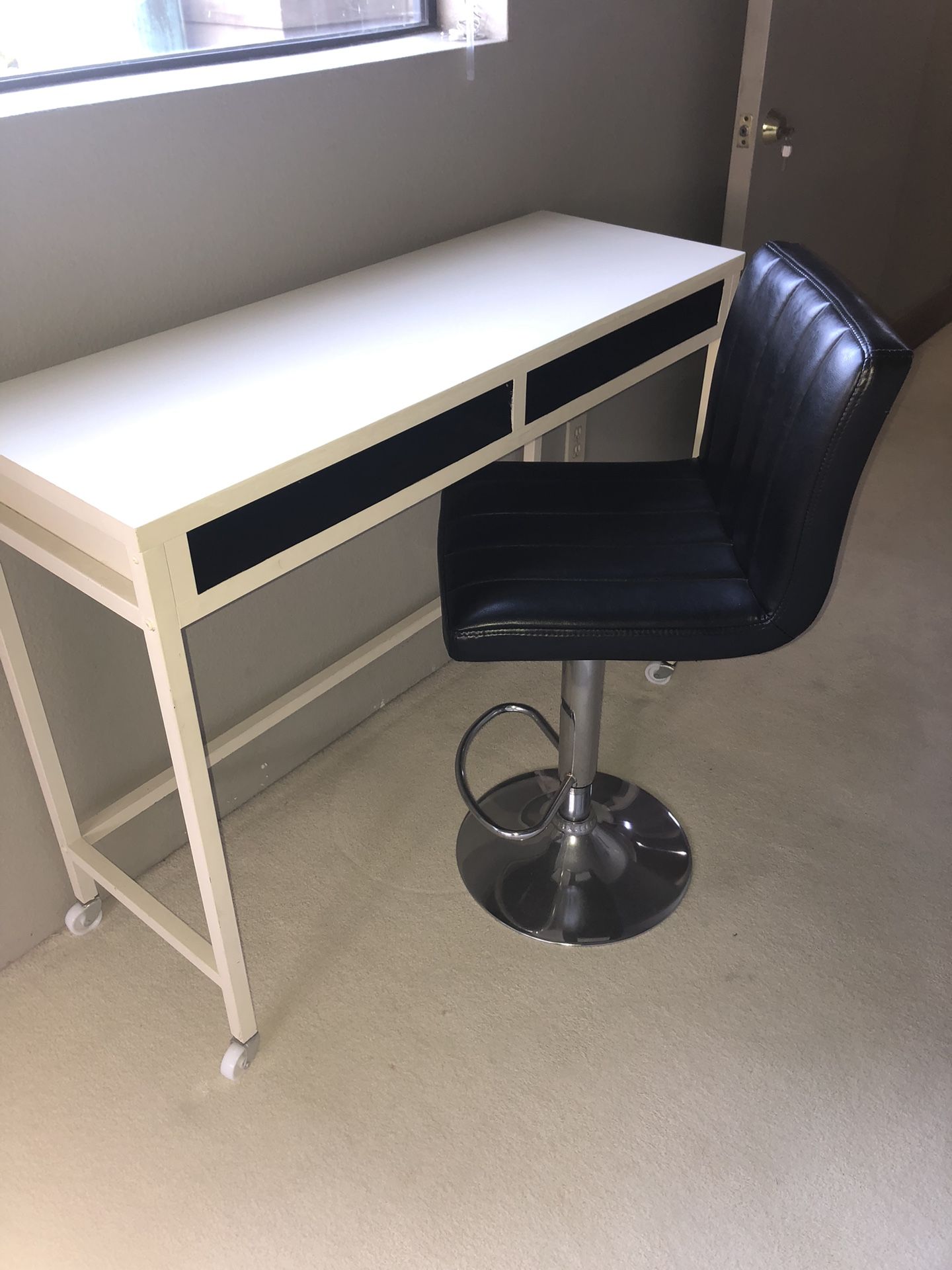 Black Leatherette And Chrome Adjustable Barstool