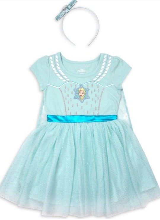 Frozen 2 Elsa Roleplay Tutu Dress With Cape And Headband 