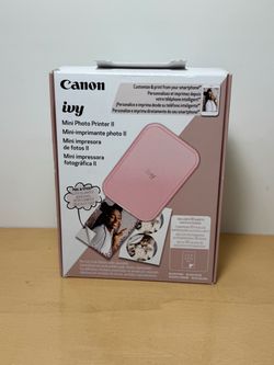 New!! Canon Ivy 2 Mini Photo Printer, Print from Compatible iOS & Android Devices, Sticky-Back Prints, Blush Pink