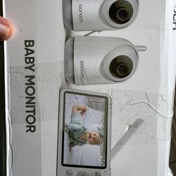 BONOCH 5.5" 1080P Video Baby Monitor with 2 Cameras, Wireless, Motion Sensor, and Local Storage, White