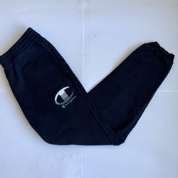 Boys Champion Warmup Slim Fit Fleece Workout Pants Black/White Size Large