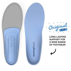Superfeet All-Purpose Support Medium Arch Insoles (Blue) - Trim-To-Fit Orthotic Shoe Inserts - Professional Grade (Size: 9.5 - 11men/ 10.5 - 12 women)
