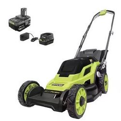 13 in. Cordless Battery Walk Behind Push Lawn Mower w/ Cordless Battery String Trimmer/Edger