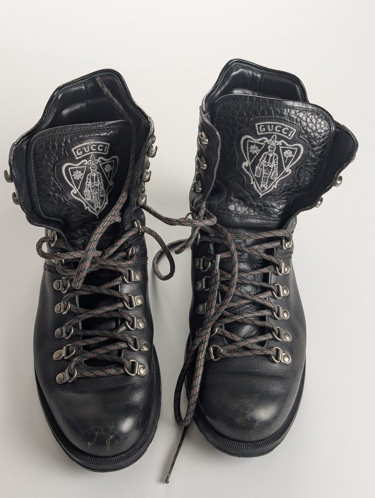 Men's Leather Hiking Boots Black Size 9 US / 8G UK – Read Description