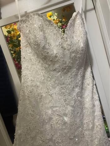Mori Lee White Mermaid lace Strapless Wedding Dress NWT W/ Train Sz 14