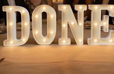 “DONE” LED light up Marquee letters (Like New)