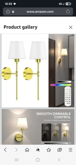 2 Pack Battery Wall Sconces Lights 