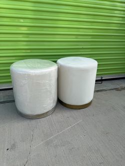 2 Opal Performance Velvet Ottomans