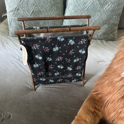 New Vintage Ellen Original Floral Folding Sewing Basket W Tag
