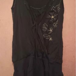 Solemio Black Ribbed Waist Beach Dress W/Built in Under Shirt Sz Lrg $5 MPU SERIOUS INQUIRIES ONLY