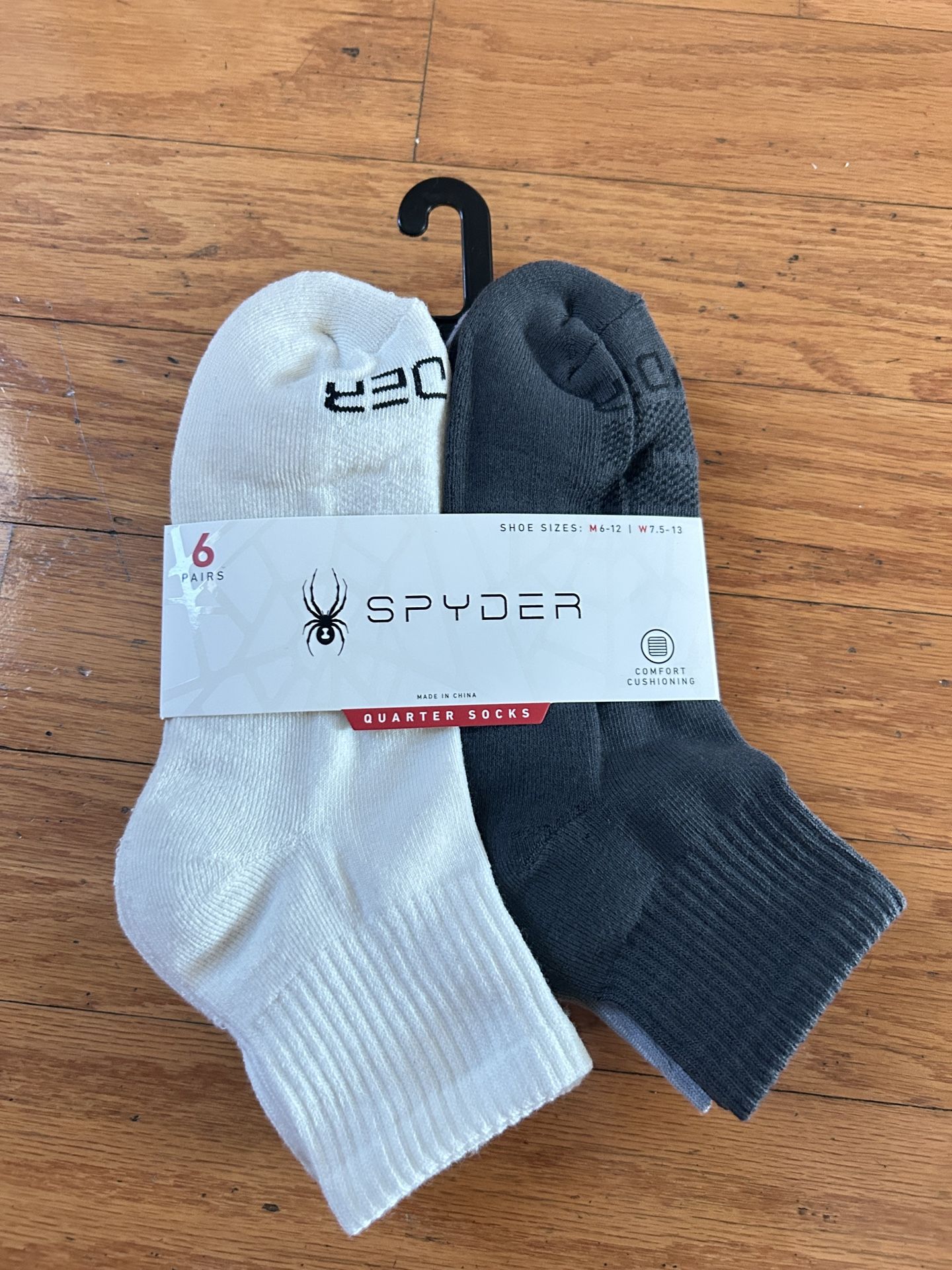 NWT Spyder Men's comfort cushioning quarter socks 6 Pairs
