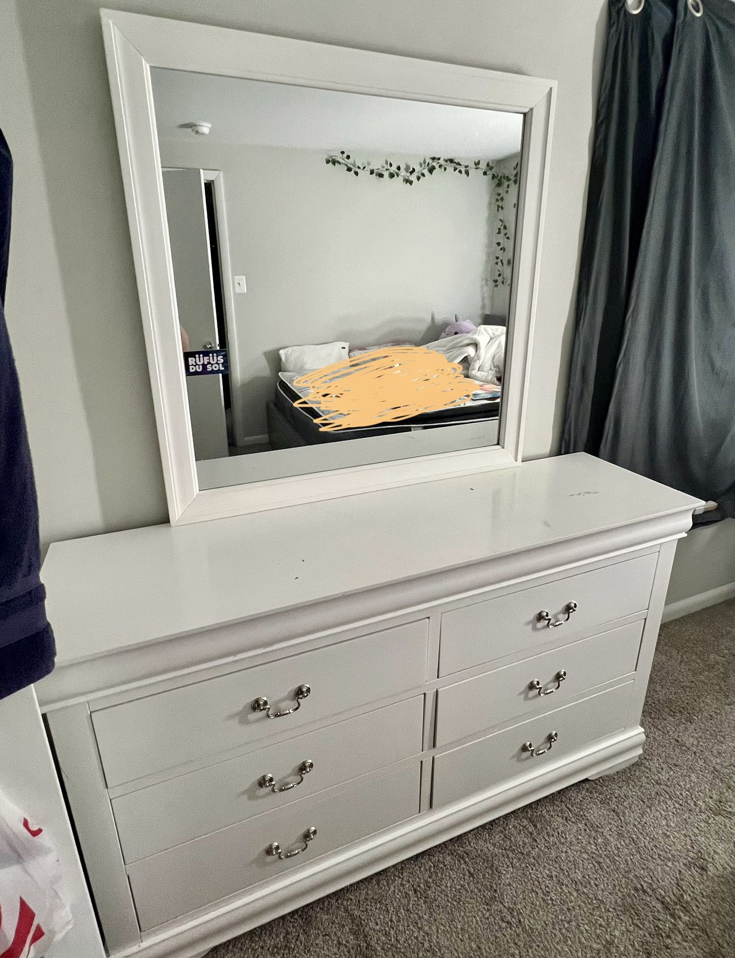 White Dresser With Mirror Included