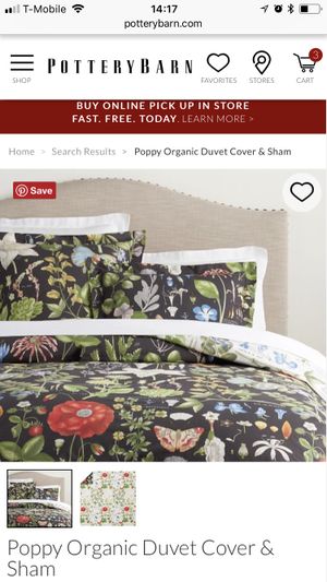 Pottery Barn Poppy Botanical King Duvet Cover And Two King Size