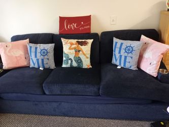 Lesofair Modern 89in Chenille Sofa Blue