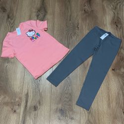 Toddler Girl’s Hello Kitty Blouse / Top and Old Navy Leggings, Size 5t