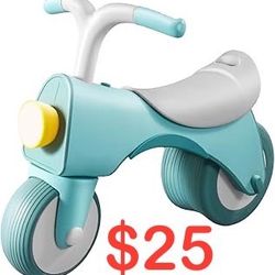 Balance Bike, Adjustable Toddler Balance Bike with Bright Front Light, Balance Bike with Push Handle, No Pedal for 1+ Year Blue