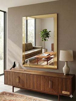 Large Gold Framed Wall Mirror Vintage MCM 45”