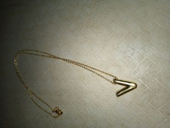 Gold plated sterling silver "V" necklace.
