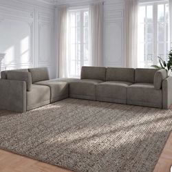 Thomasville Fallon Modular Sectional 6-piece Gray with Ottoman
