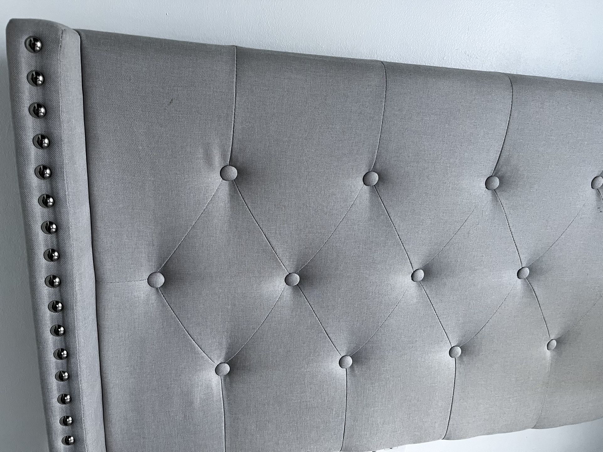 Tufted Medium Grey Upholstered Bed Frame - Queen $75
