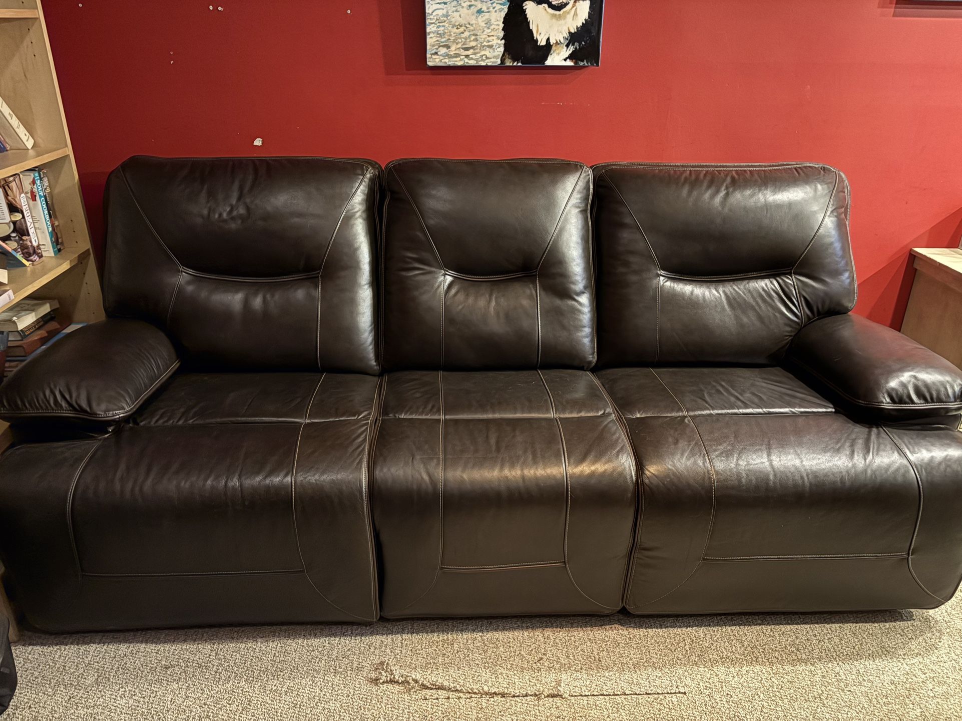 Brown, Reclining-Leather Sofa