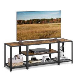 TV Stand for TVs up to 65 Inches, 3-Tier Entertainment Center, Industrial TV Console Table with Open Storage Shelves, for Living Room, Bedroom, Rustic