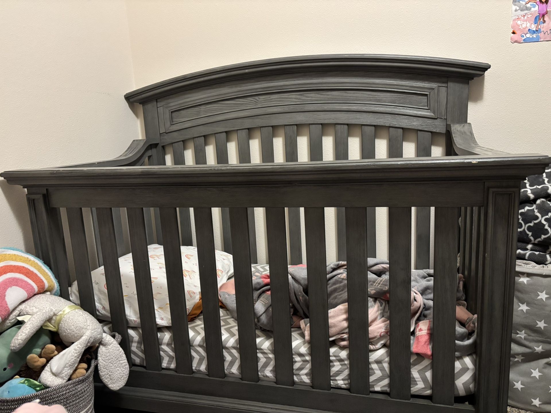 Oxford Baby Westport 4-in-1 Convertible Crib – Dusk Gray (with Toddler Bed Rail)