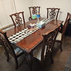 Family Oak Dining Table & Oak China Cabinet