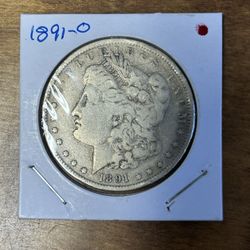 1891. O. Morgan Silver Dollar.  90% Silver 
