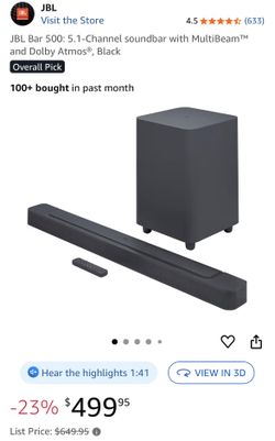 JBL Bar 500: 5.1-Channel soundbar with MultiBeam™ and Dolby Atmos®, Black