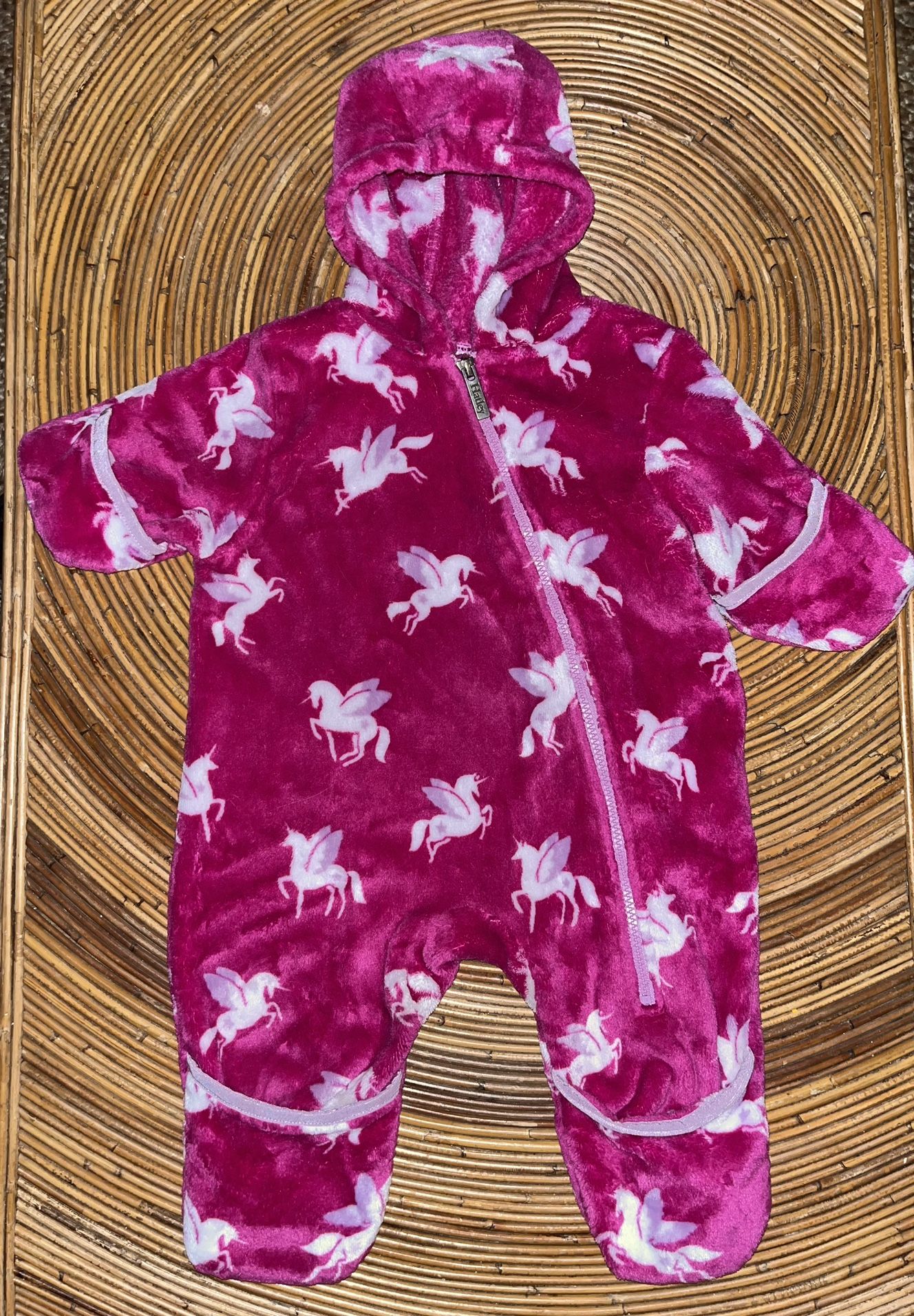 Hatley Pink Unicorn Fuzzy Fleece Bunting Suit