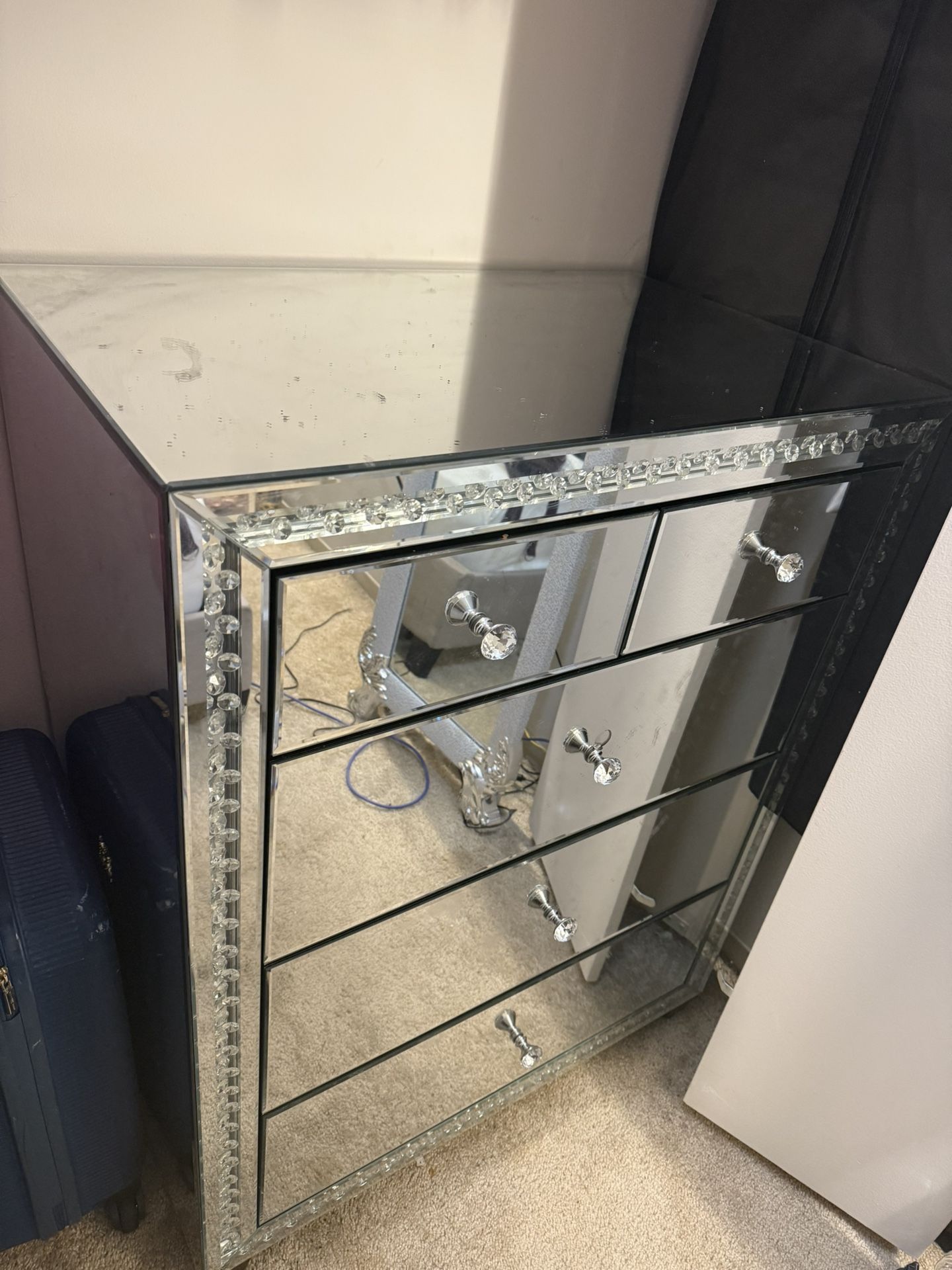 Glass Mirror Drawer Dresser