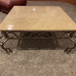 Wrought Iron Marble Coffee Table