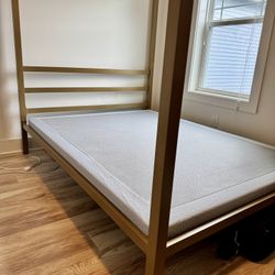 Patricia Gold Metal Queen Canopy Platform Bed Frame.
