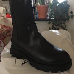 New Black Leather Boots