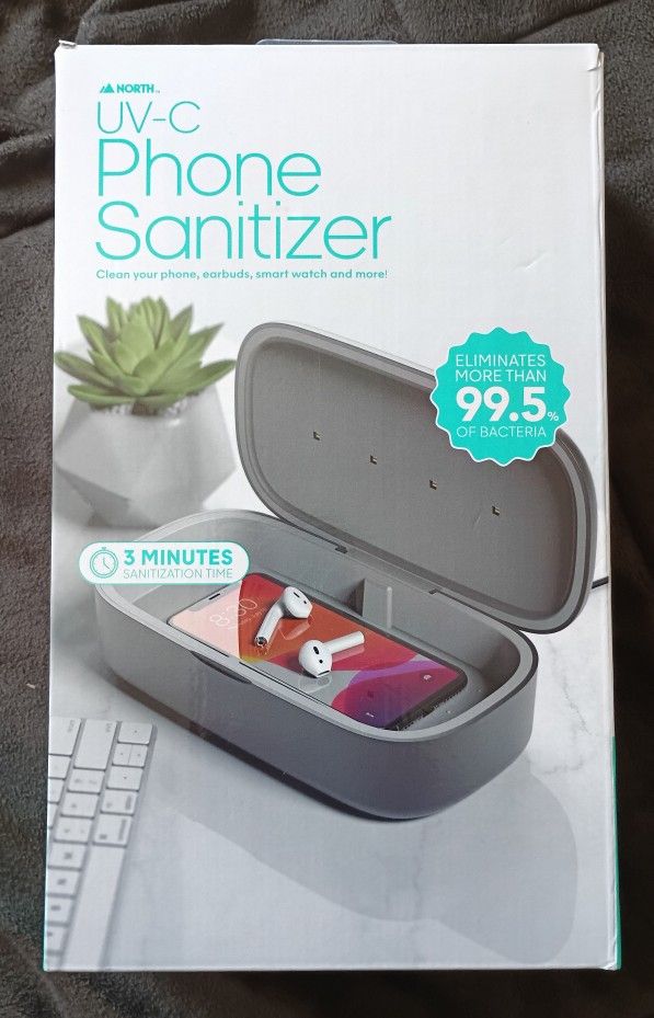 UV Light Cell Phone or Headset Sanitizer Box with Wireless Charger