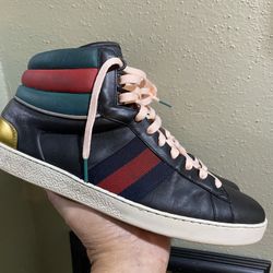 Authentic Gucci Ace High-top Sneakers- Black Multicolor Size 10.5 
