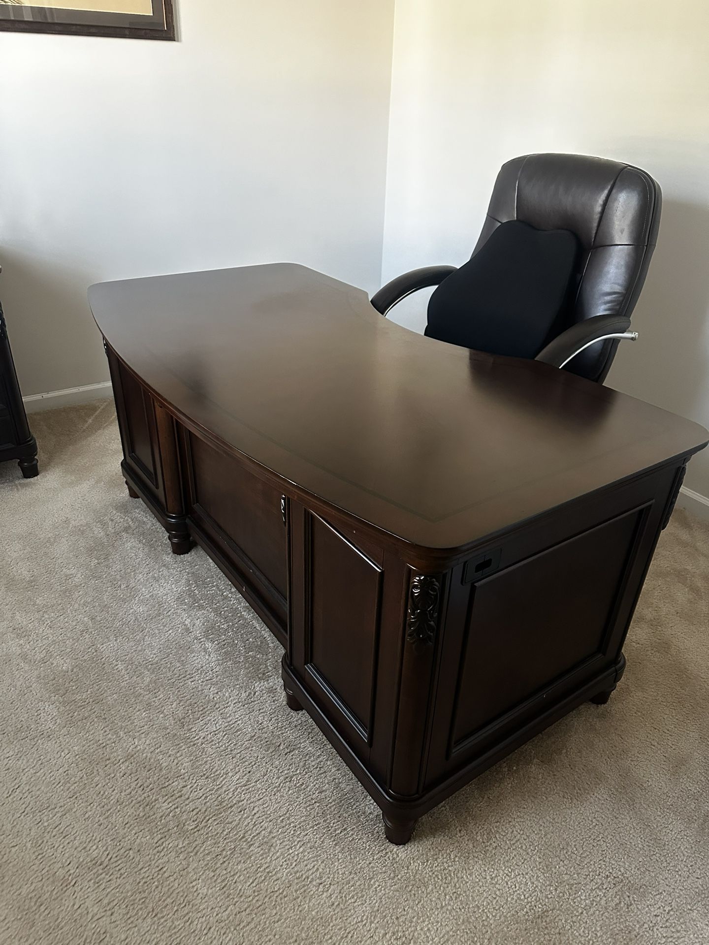 Solid Wood Office Desk And File Cabinet